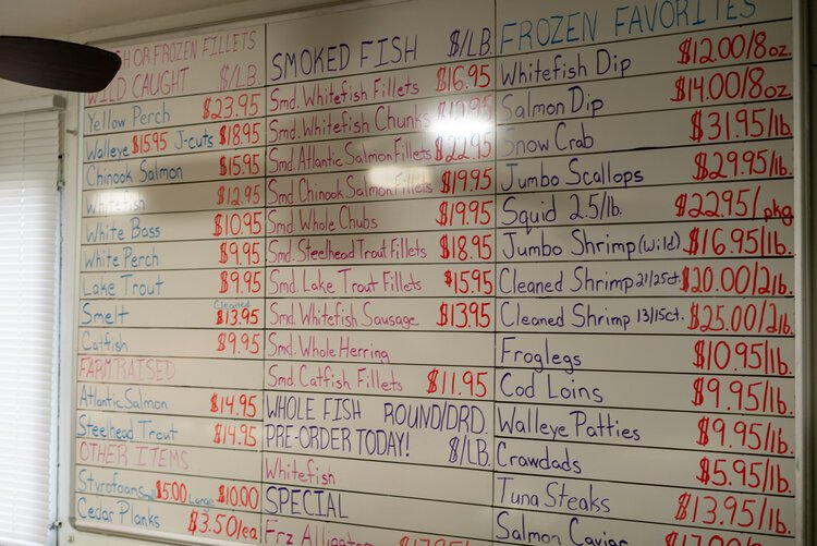 In addition to the whitefish they catch themselves, the family sells an array of fish and seafood. 
