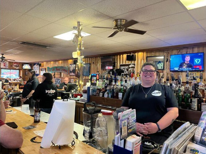 Julia Lemieux behind the bar at Shoey’s Long Bar.