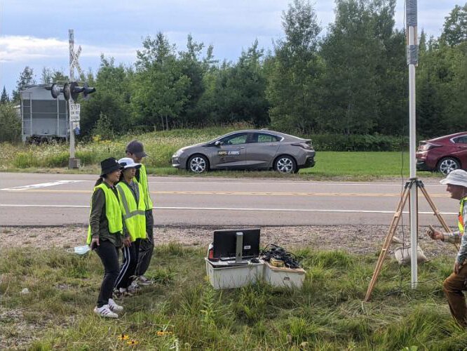 Students at work in Michigan Tech's rail transportation education and research program. 