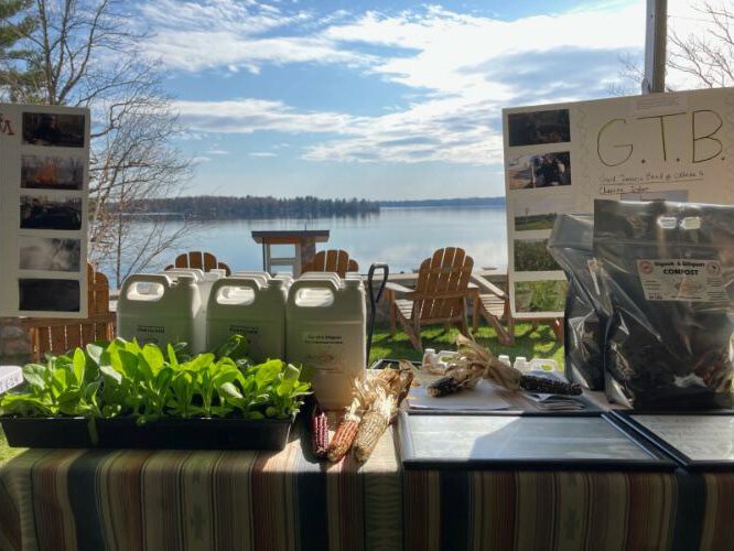 Produce and fish waste products on display at the tribe's farm in Leelanau County.