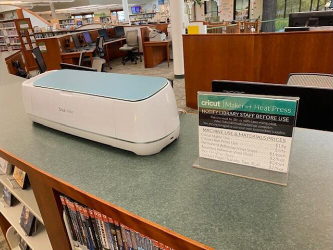 A heat press is available to patrons at the Otsego District Library.