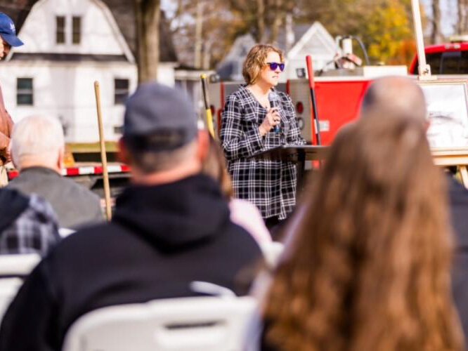 Amanda Sleigh, Dowagiac assistant city manager, speaking at the recent event.