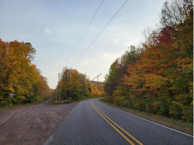 Copper Peak, a seasonal tourist attraction, looms in the distance.