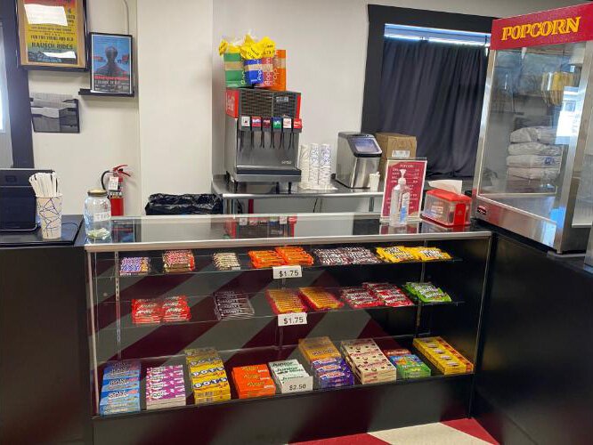 The concession stand at the Rogers Theater.