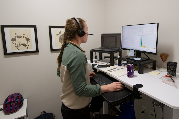 Sarah Konefal at work at CoLAB in Marquette.