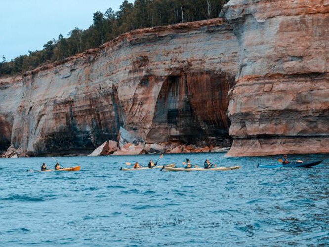 Paddling Michigan offers day kayak adventures to Pictured Rocks National Lakeshore.