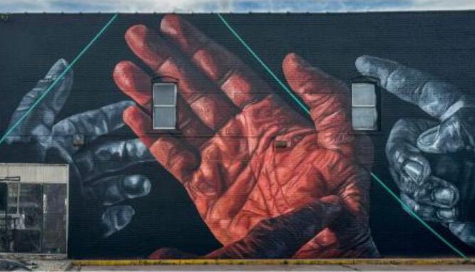 A mural by Detroit artist Bakpak Durden.