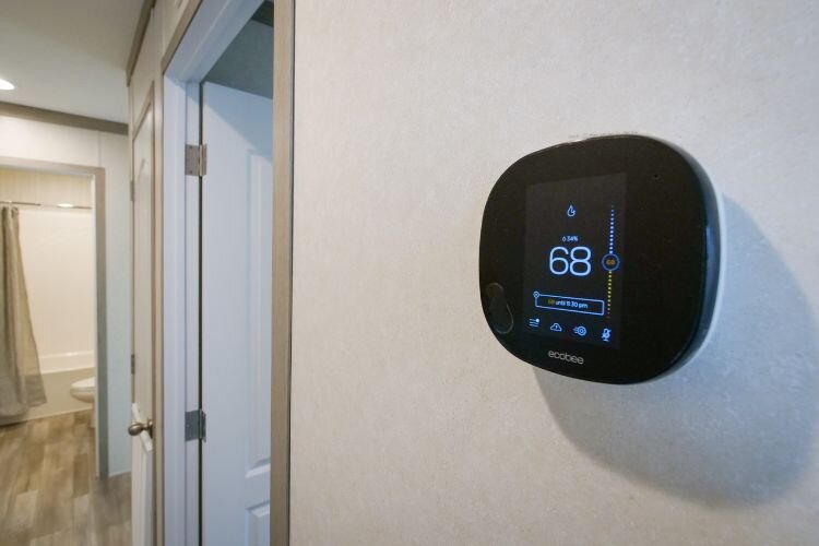 An ecobee® smart thermostat in a Clayton eBuilt™ home at Summerhill Village. Photo Credit: Courtney Jerome / Epicenter Mt. Pleasant
