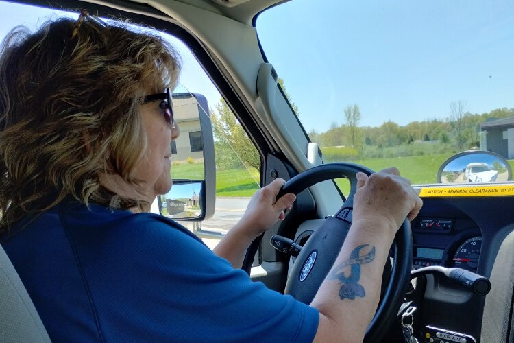 Allegan County Transportation bus driver Judy Oisten
