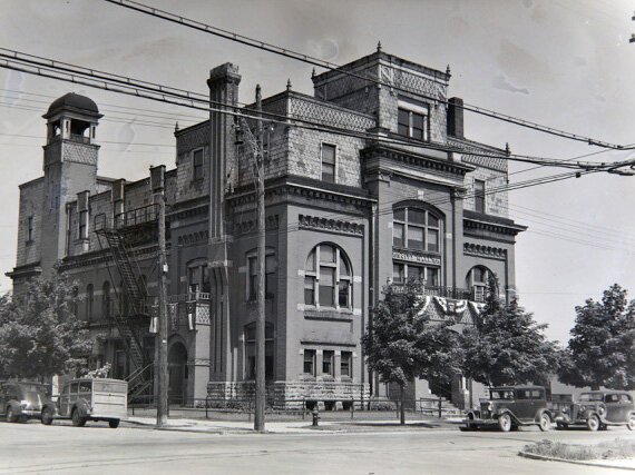 A historic photos of the opera house, rebuilt after a fire in its first decade.