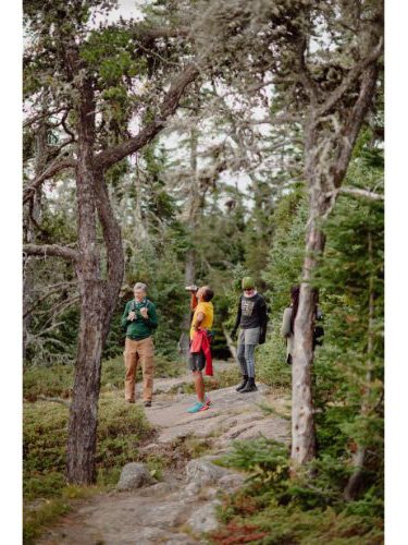 A group of hikers trek into Isle Royale National Park.