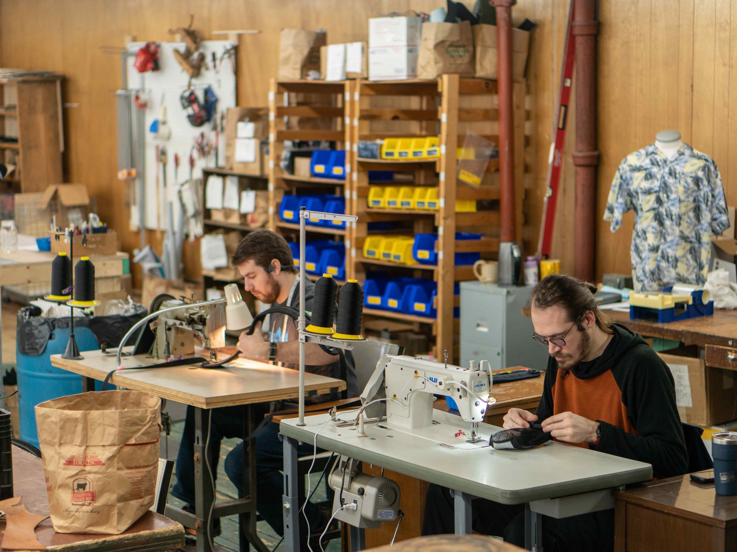 The co-founders at work in their shop.