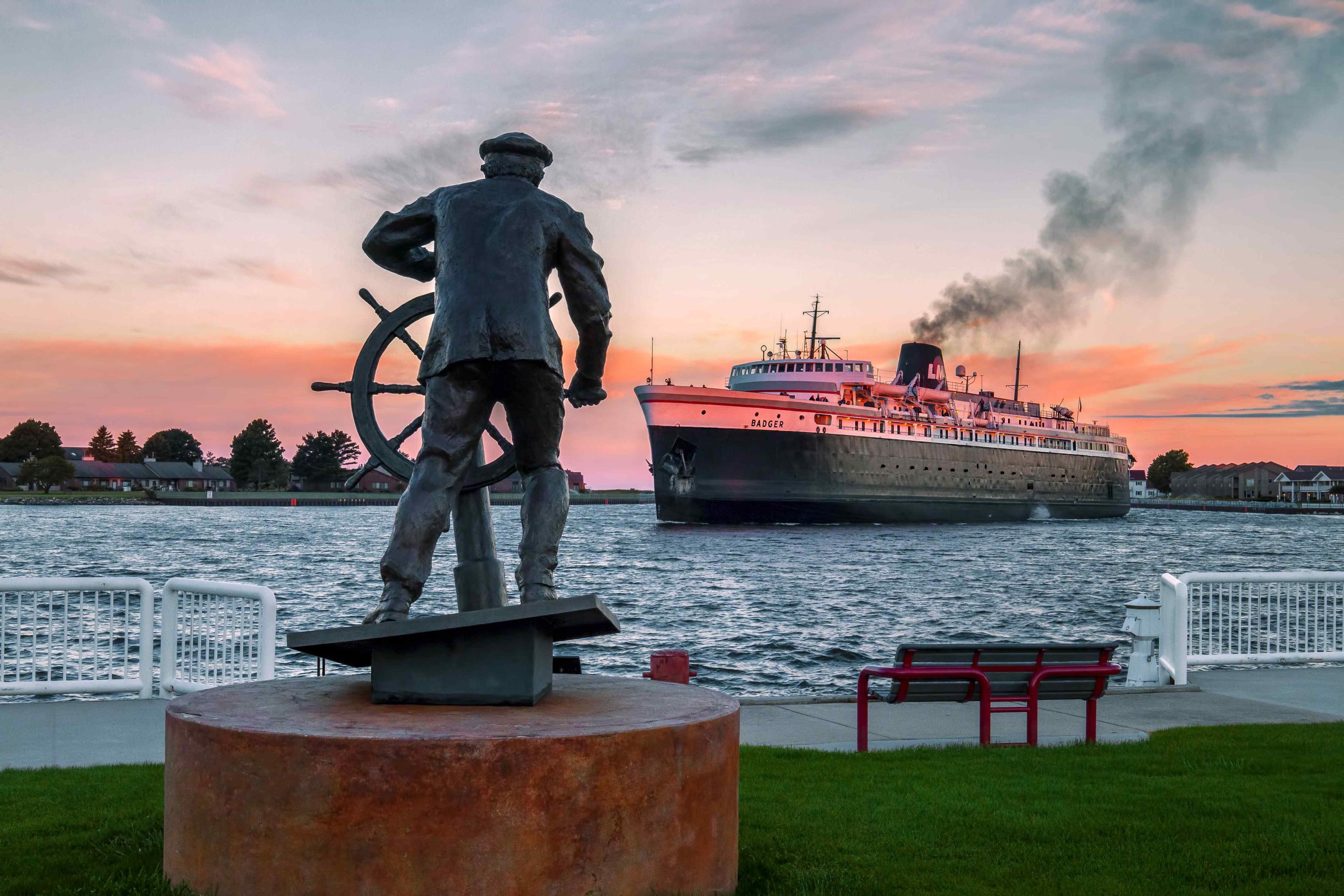 The SS Badger returns to port from Wisconsin. Photo credit: Bryan Levy Photography