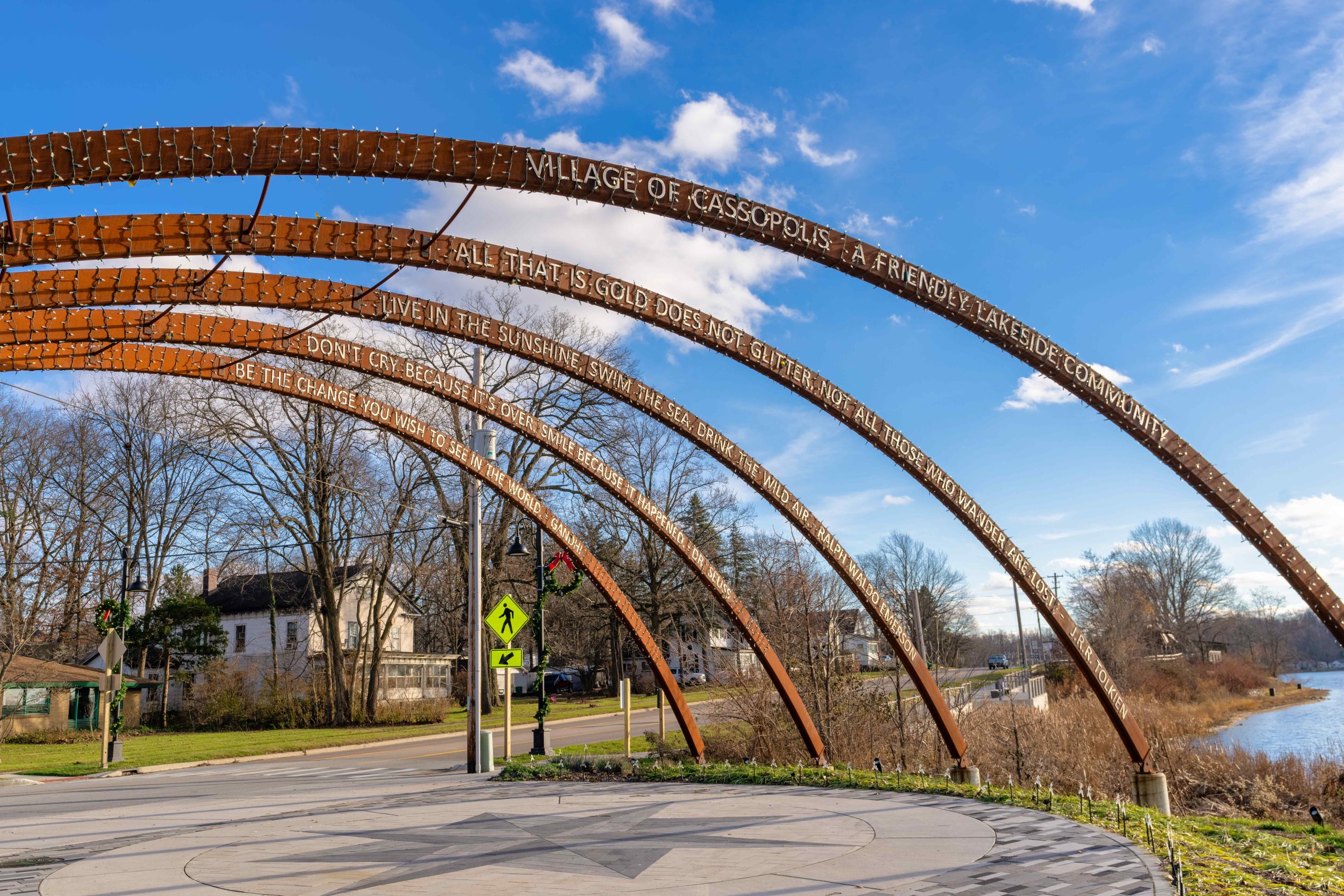 An archway welcomes visitors to the new park and beach in Cassopolis.