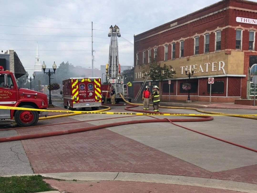 A fire in an adjoining buildings heavily damaged Thunder Bay Theatre.