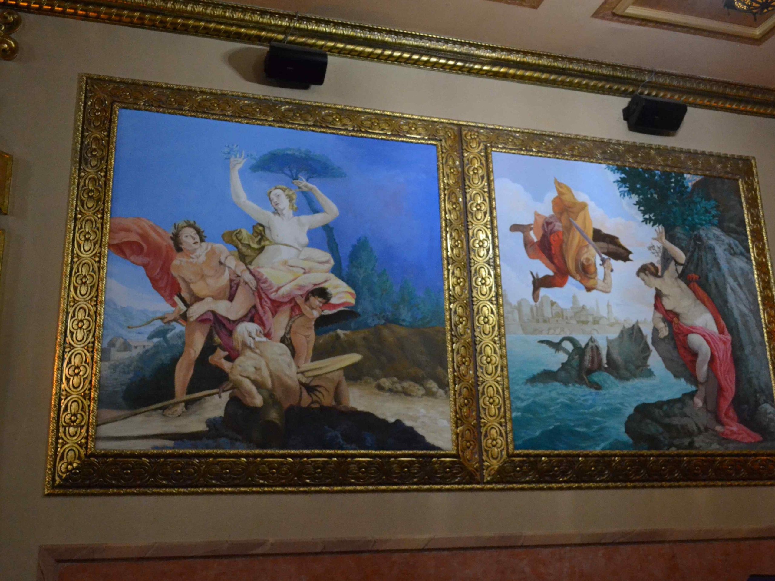 The Greek mythology paintings the theater has become known for.