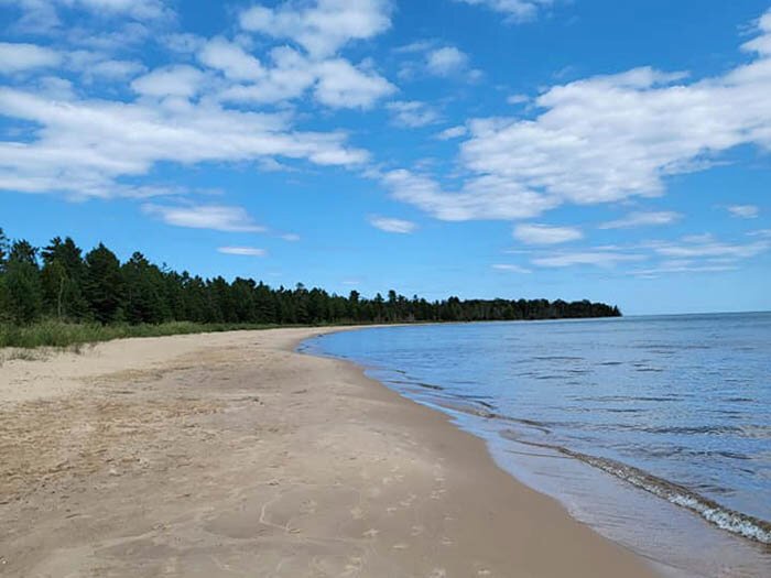 Isolated stretch of beach at Negwegon State Park.