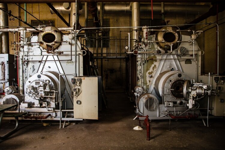 The pump house equipment still inside the building give it a cool, industrial feeling.