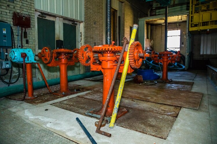 Old equipment still sits inside the building.