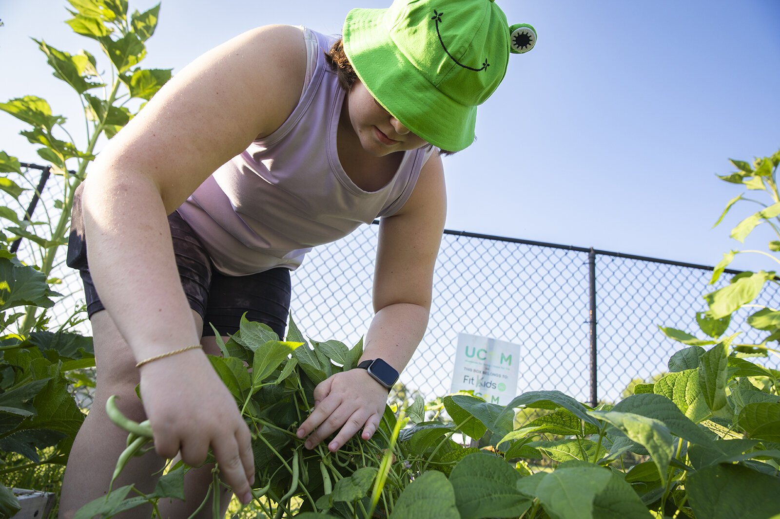Youth participant Lucy Krug works in the Youth Mentor Garden at Marquette Park in Wyoming, Mich.