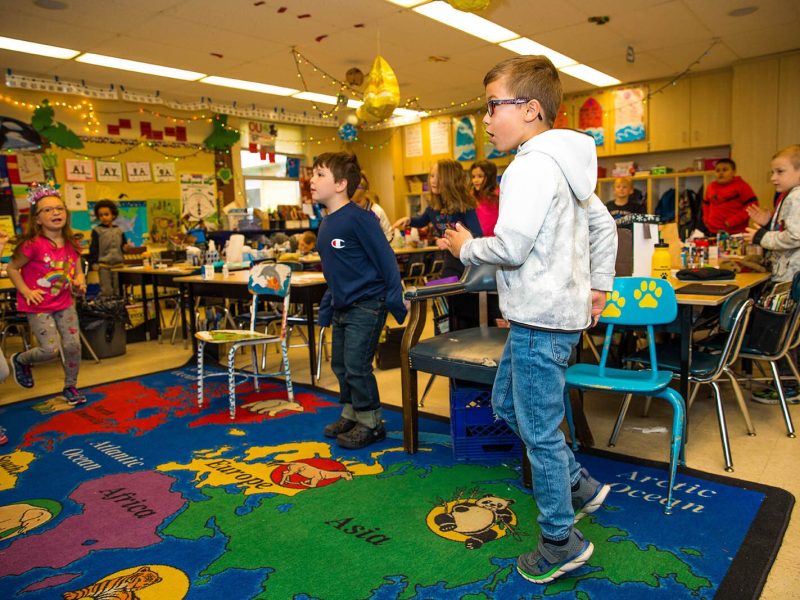 Students at North Elementary School in Birch Run participate in an InPACT physical activity break.