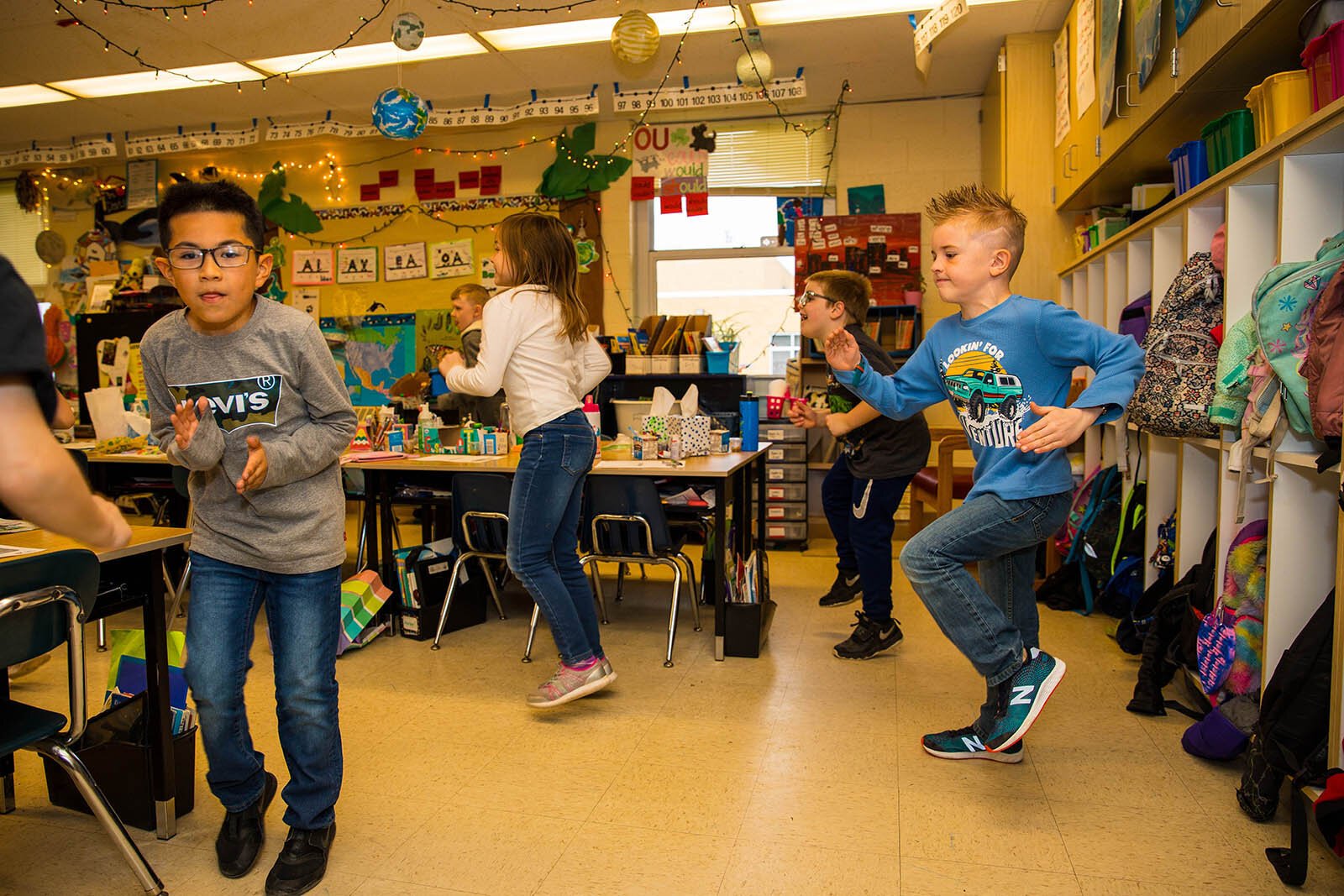 Students at North Elementary School in Birch Run participate in an InPACT physical activity break.