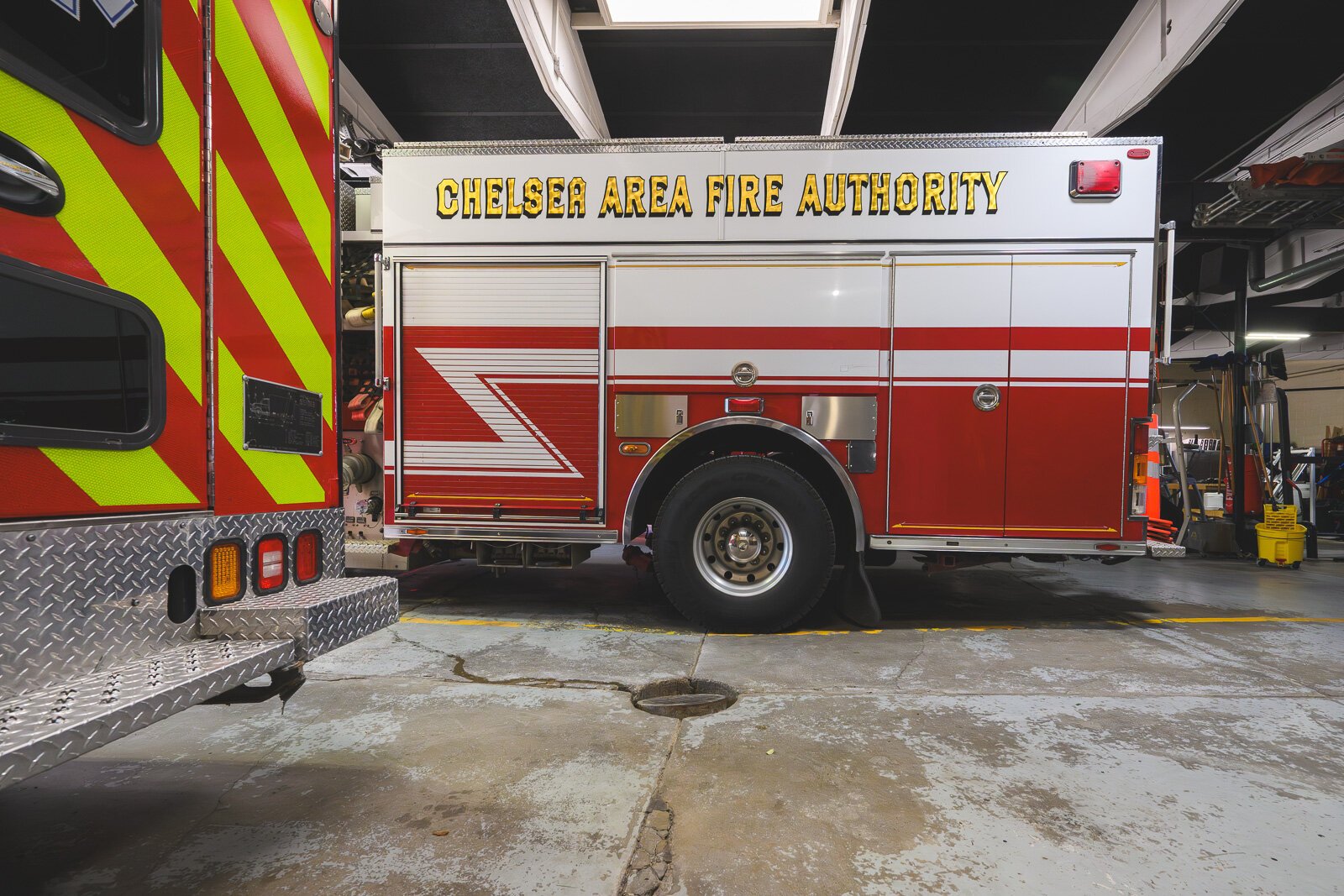 The floor sinking at the Chelsea fire station.
