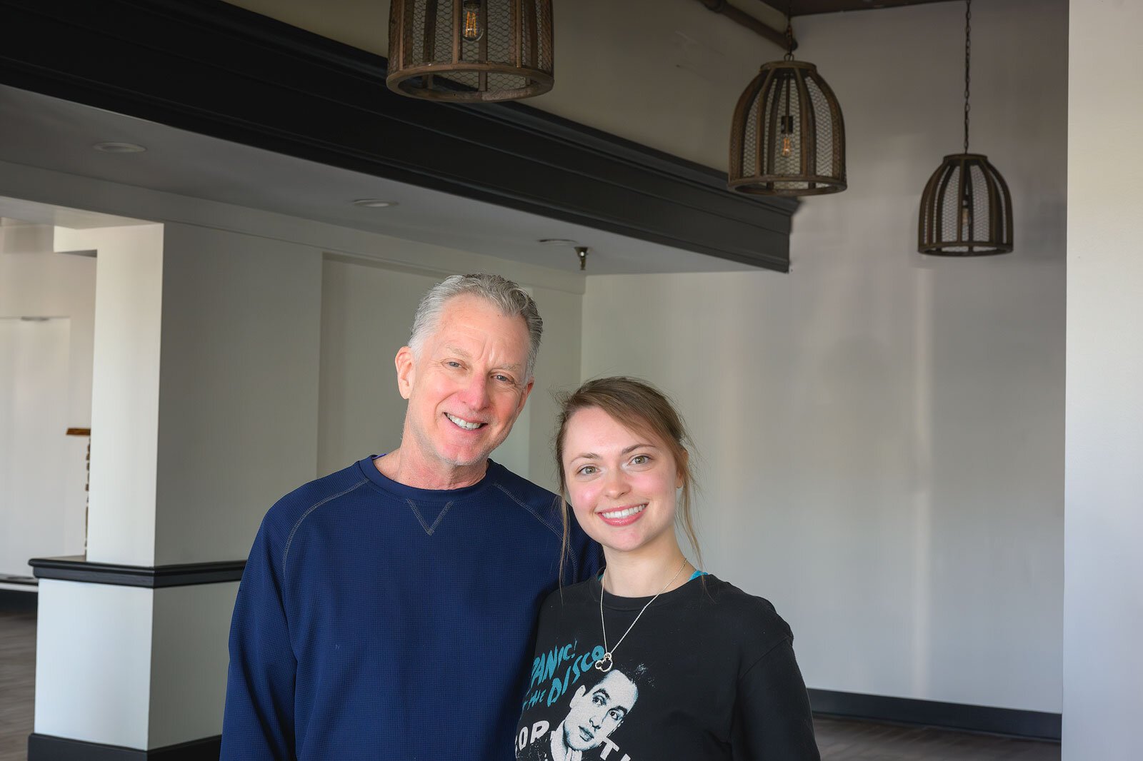 Randy Dence and Kaili Dence at the future location of Whitepine Studios.