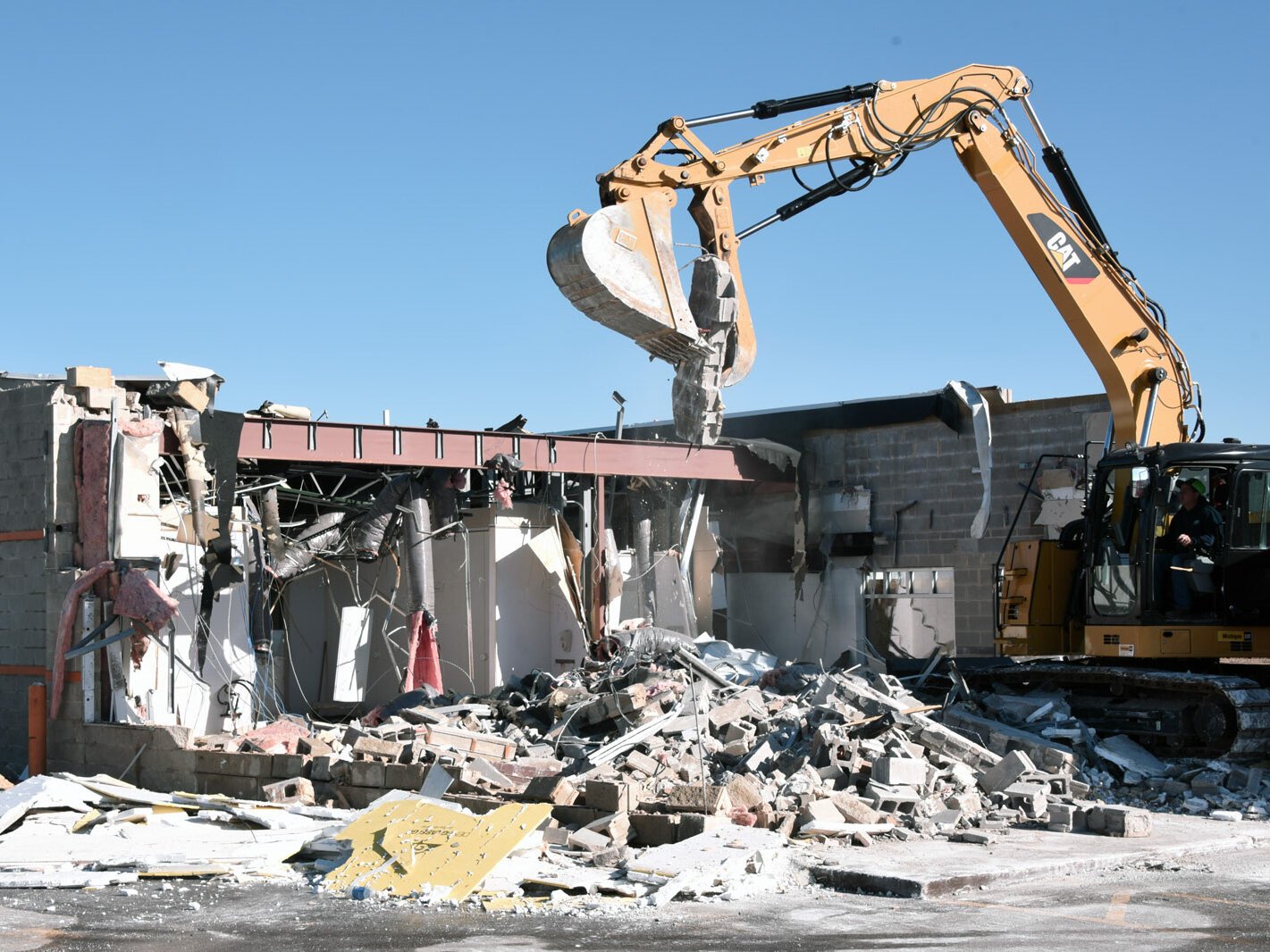 Little Caesars is being razed as the Gaylord community continues to clean up the destruction.