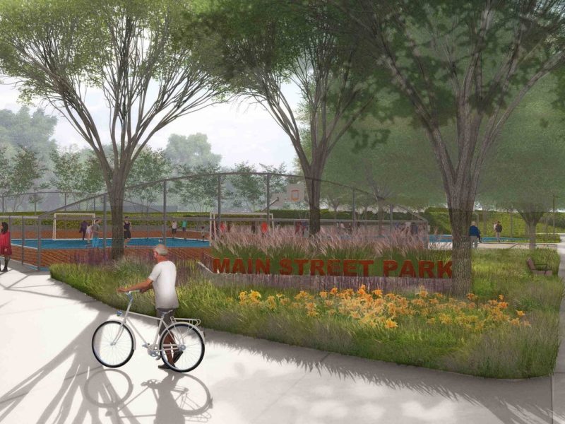 A conceptual rendering of Chelsea's future Main Street Park.