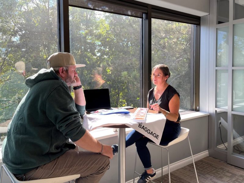 Delaney Keating, Director of Entrepreneurship at 20Fathoms, provides startup coaching to the founder of Sand Baggage.