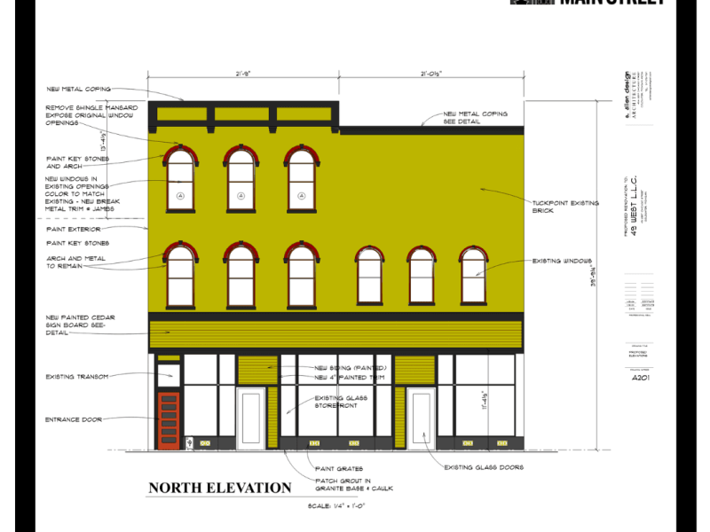 Designs for 49 W. Chicago St. in downtown Coldwater.