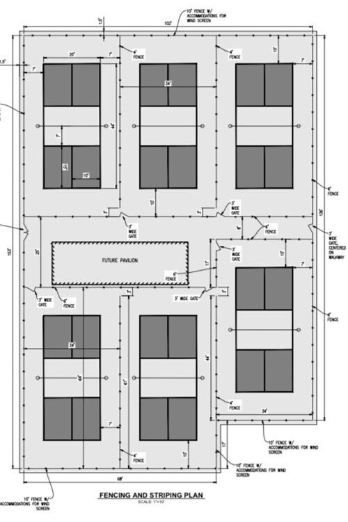 Plans for the pickleball courts at Bowers Harbor Park.