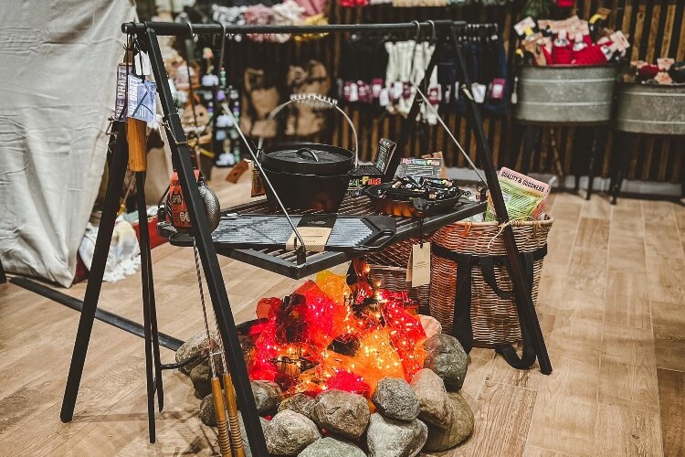 The store stocks clothing, water shoes, and other products to help people casually enjoy the outdoors.