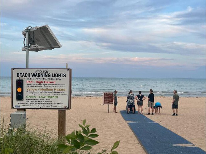 SwimSmart technology is being used in beaches across the Midwest, including this one in Racine, Wisconsin.